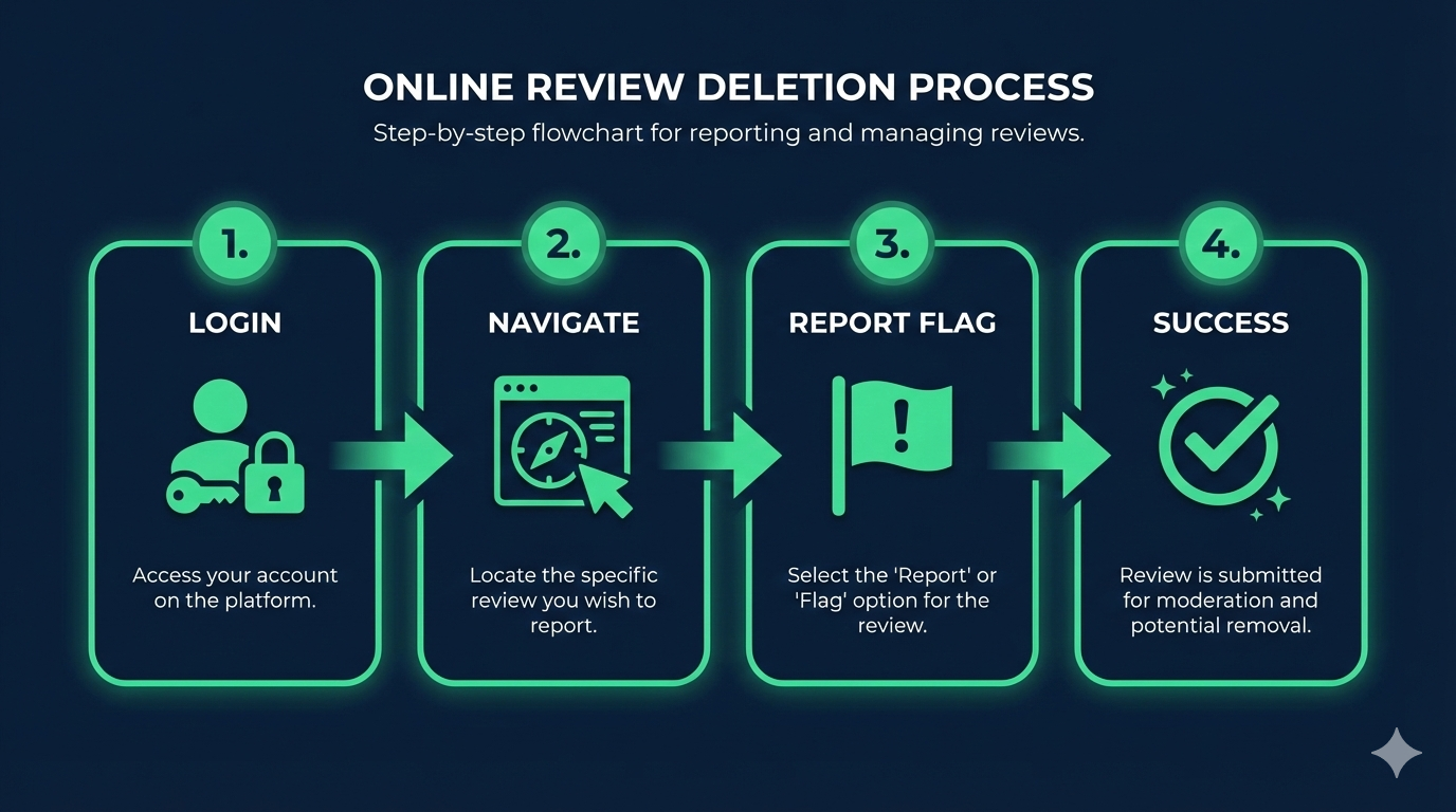 Step-by-step visual guide showing how to delete a TripAdvisor review from user profile